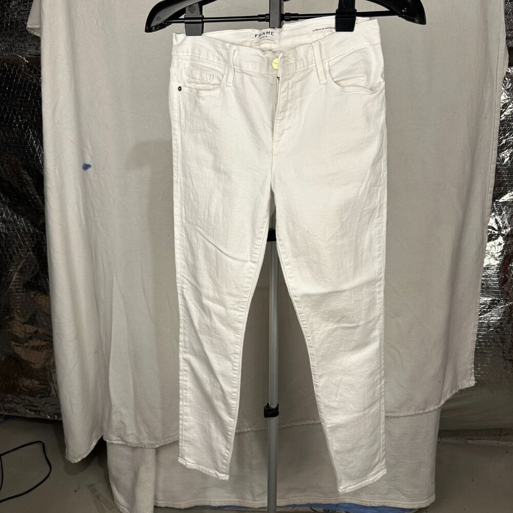 FRAME Denim Le Skinny de Jeanne crop white jeans size